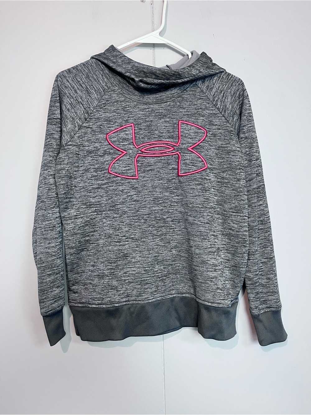 Under Armour ColdGear Hoodie XS Loose Fit Grey Pink Logo